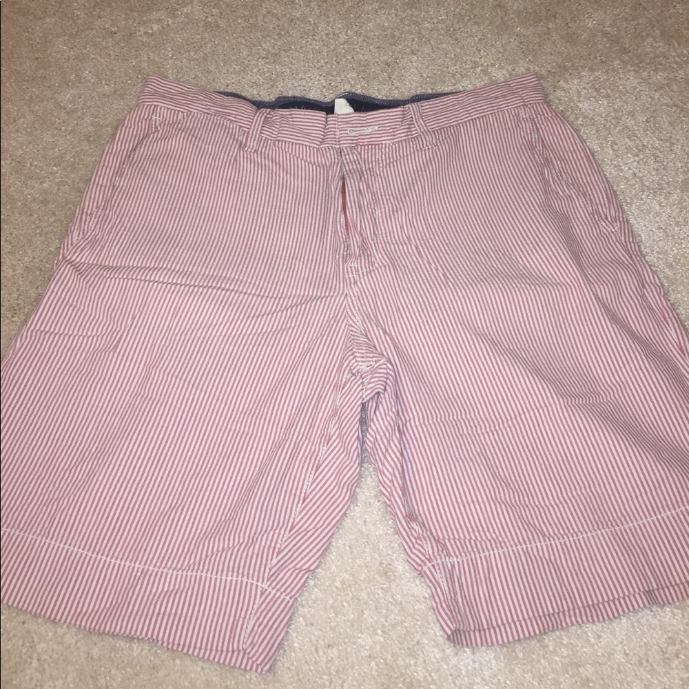 Red seersucker shorts!