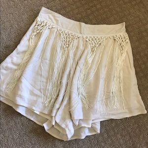 LF Cream Fringe Tassle Shorts