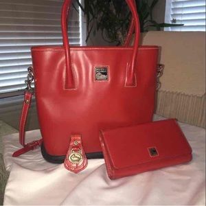 Dooney and bourke red leather set