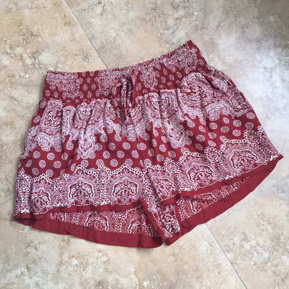 Patterned Rust Boho Shorts