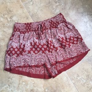 Patterned Rust Boho Shorts