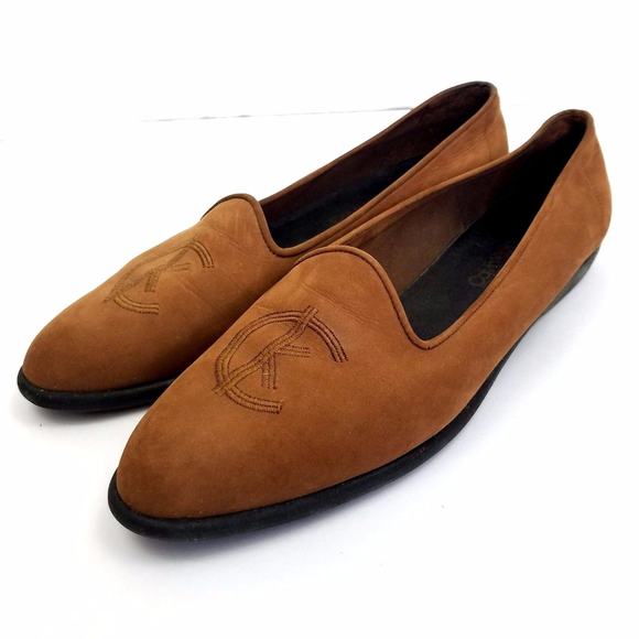 Vintage Calvin Klein Brown Suede Shoes Flats 10 - Picture 3 of 8