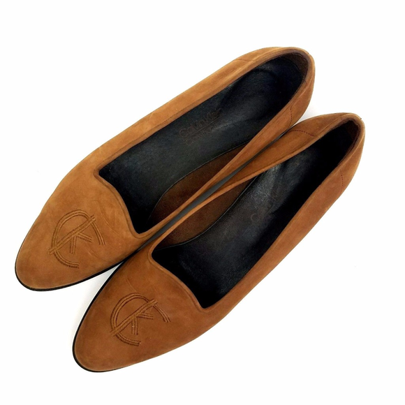 Vintage Calvin Klein Brown Suede Shoes Flats 10 - Picture 2 of 8