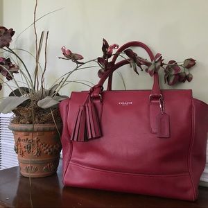 Red Leather Coach Small Tote