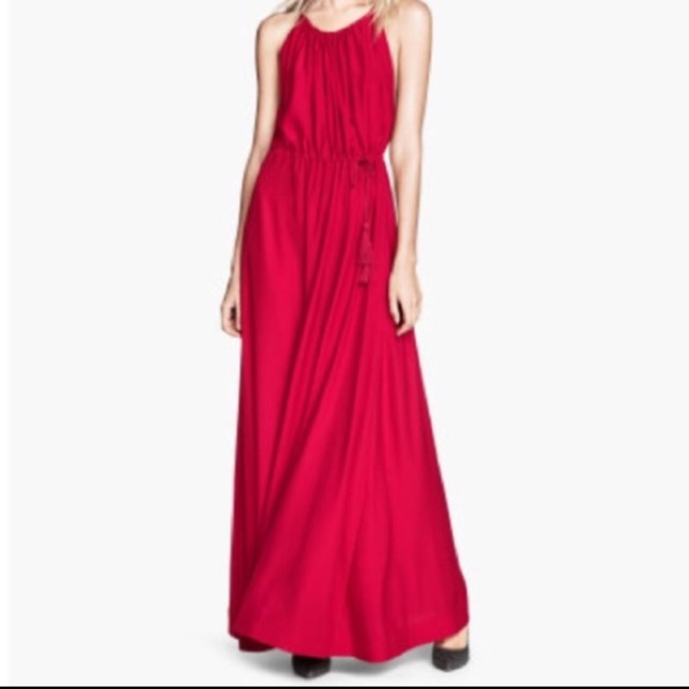 red drawstring dress