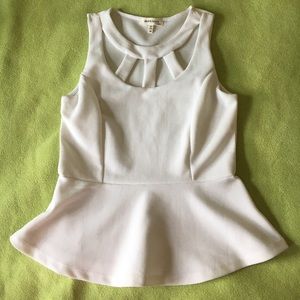 White Monteau LA Peplum Blouse