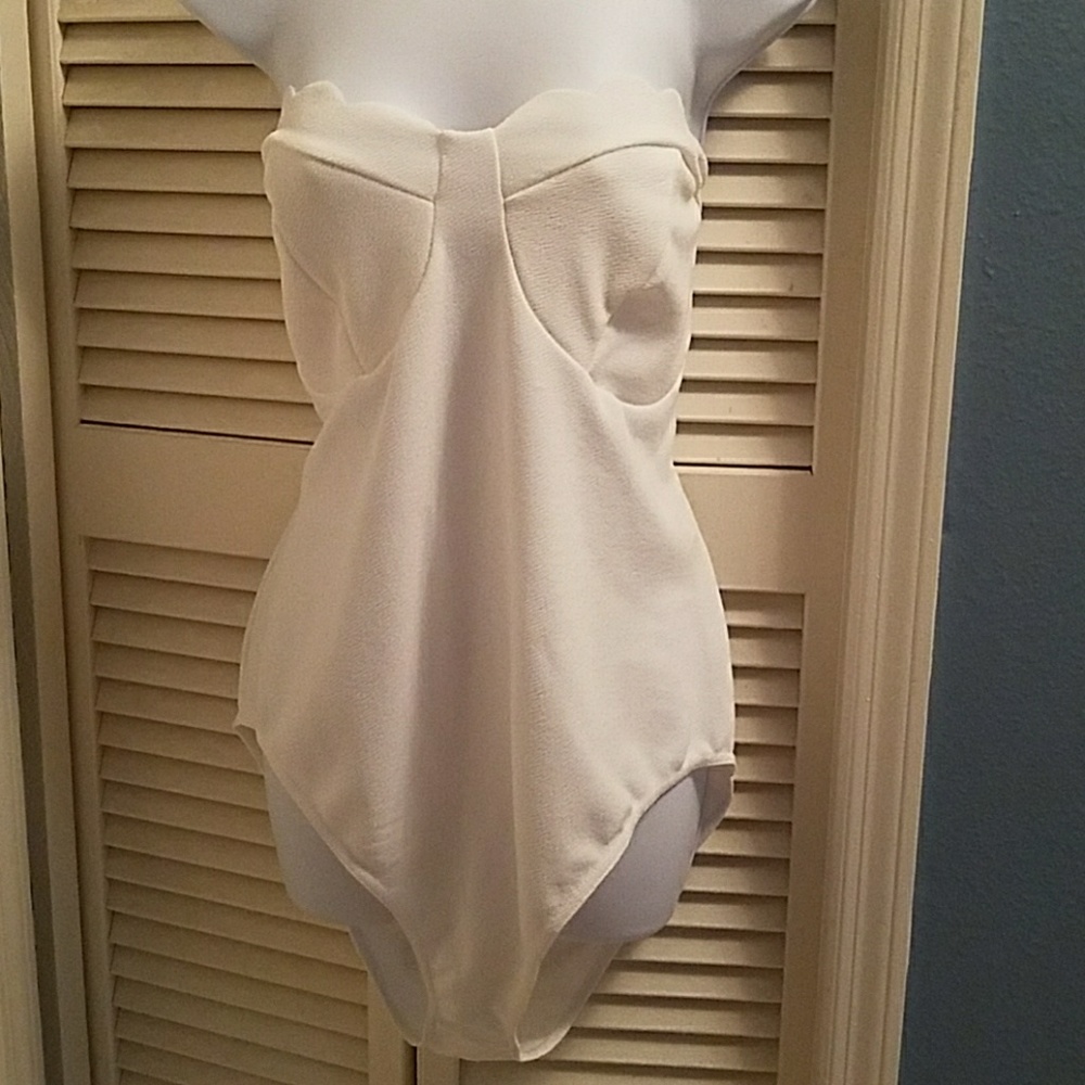 White strapless bodysuit
