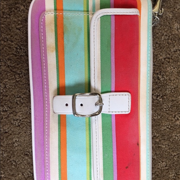 Striped hamptons multicolored Coach wristlet - Picture 1 of 4