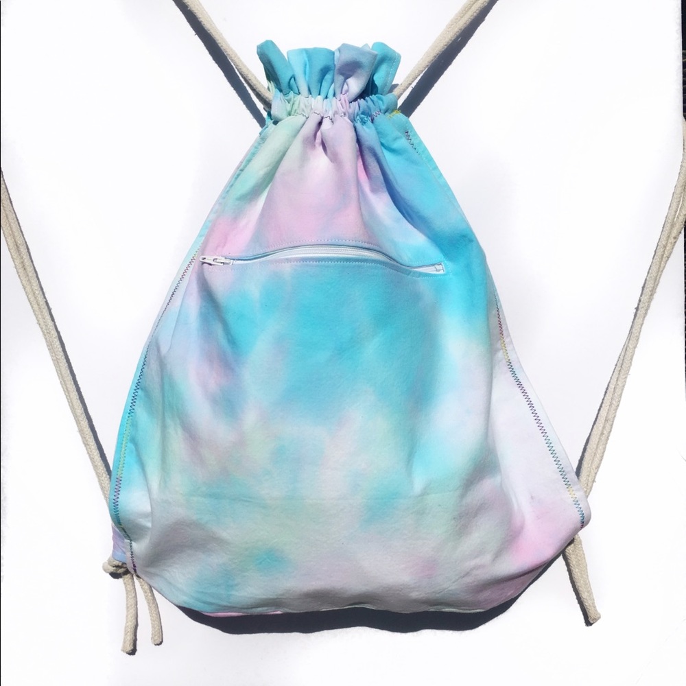Tie Dye Drawstring Bag Hand Sewn