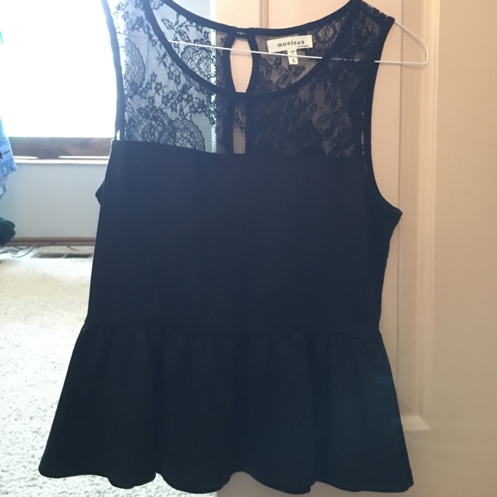 Black peplum tank top