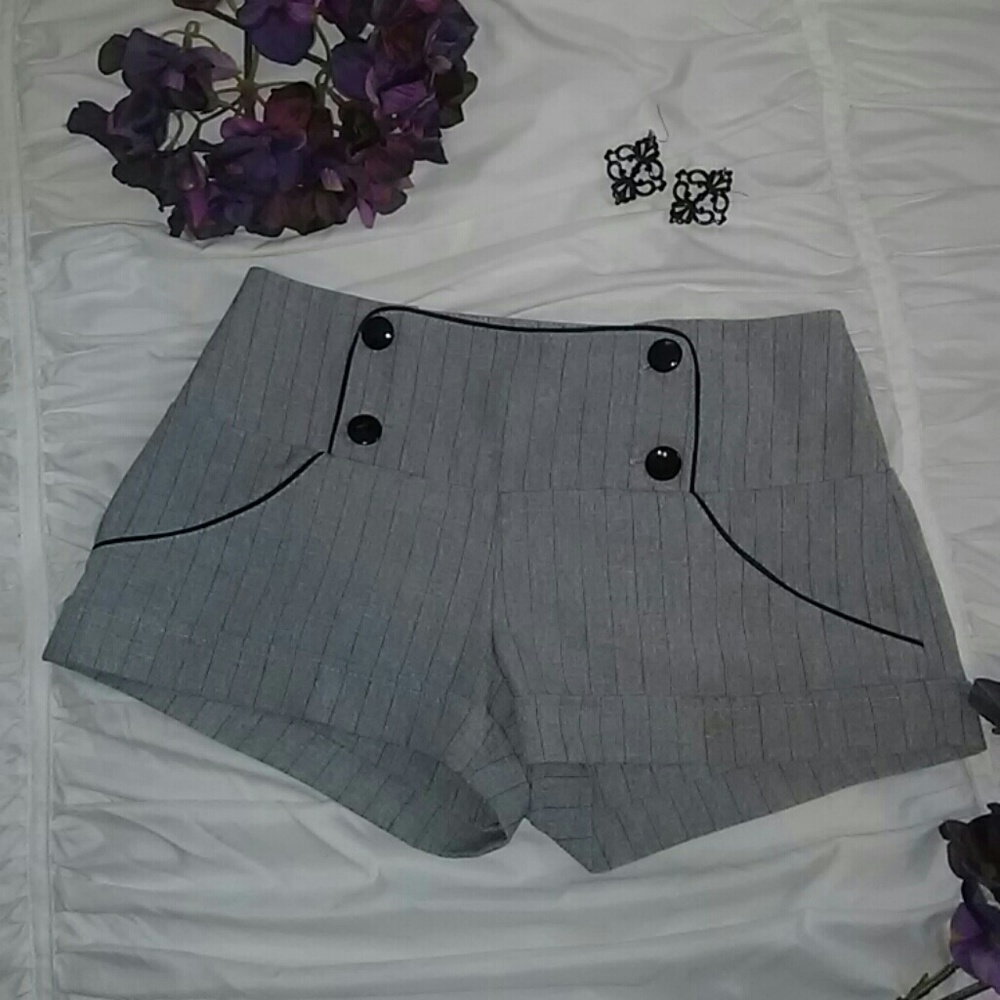 Grey pinstripe shorts