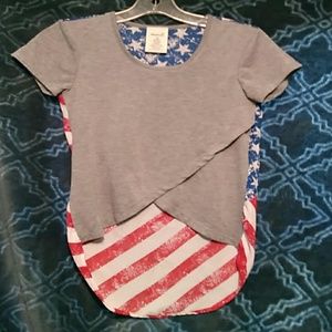 American flag high-low shirt