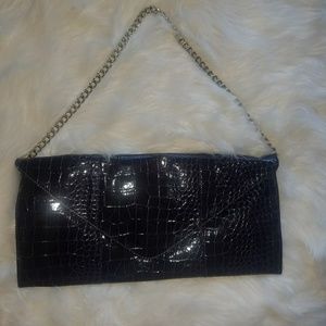 Purple clutch purse with chain
