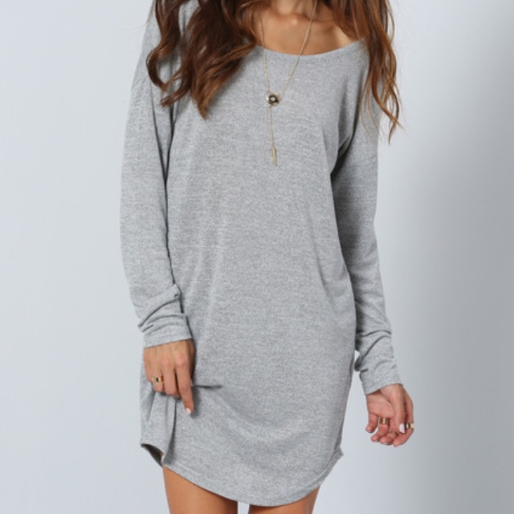 Heather Gray V-Back Shirt Dress - Picture 6 of 8