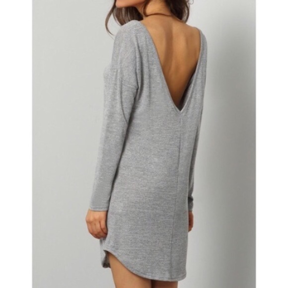Heather Gray V-Back Shirt Dress - Picture 2 of 8