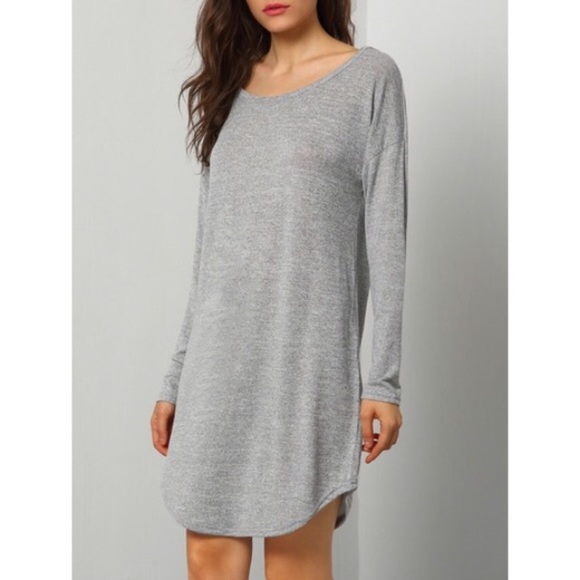 Heather Gray V-Back Shirt Dress - Picture 4 of 8