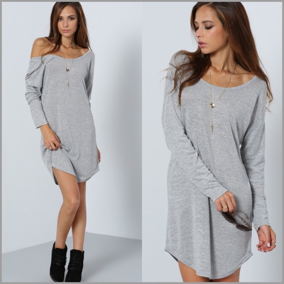 Heather Gray V-Back Shirt Dress - Picture 5 of 8