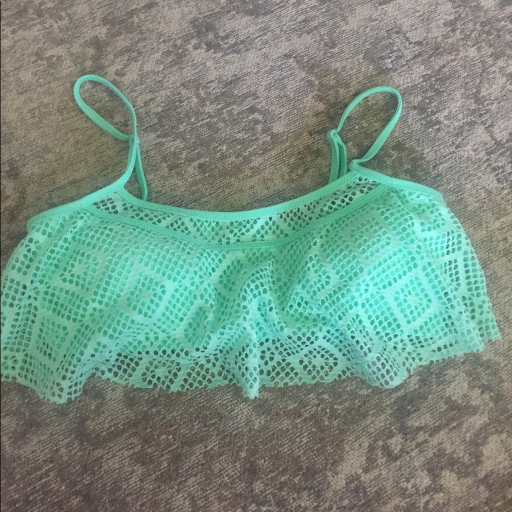 Rue blue bikini top. Lace sea foam green