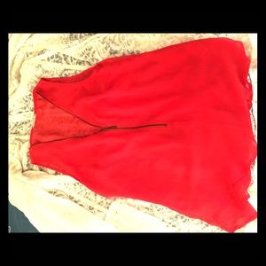 Chiffon front zip tank