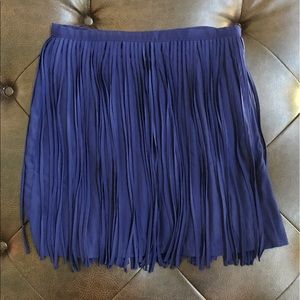 Blue fringe skirt