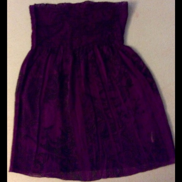 Sheer Dark Purple Strapless top, by Full Tilt sz s - Picture 6 of 7