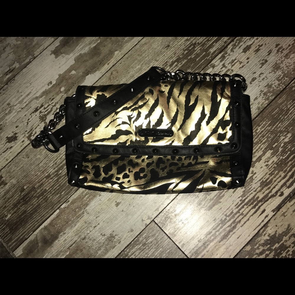 BETSEY JOHNSON metallic animal print purse small