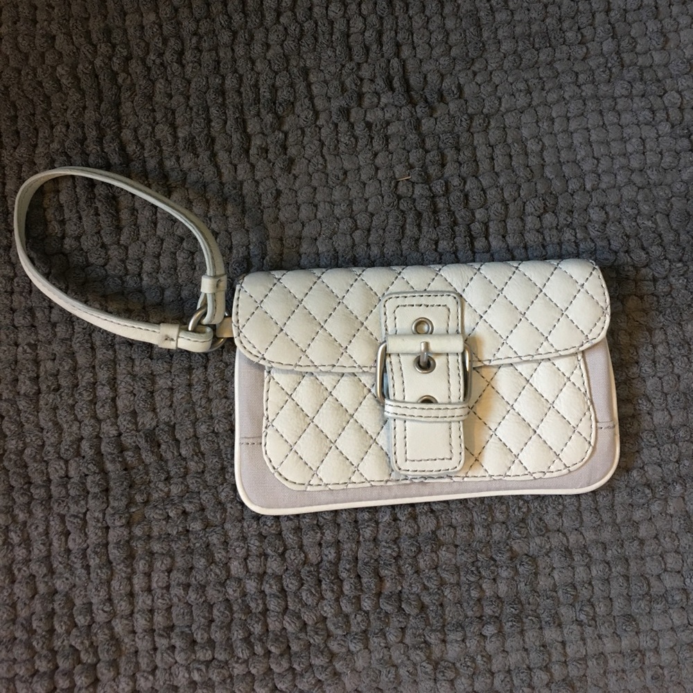 Off white and gray wristlet