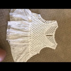 Free People Cream Lace Tank Top
