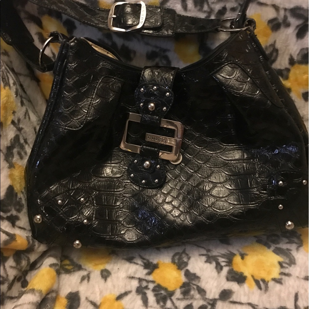 GUESS snake print black leather purse