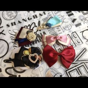 Lot of 5 handmade hair clip bow tie