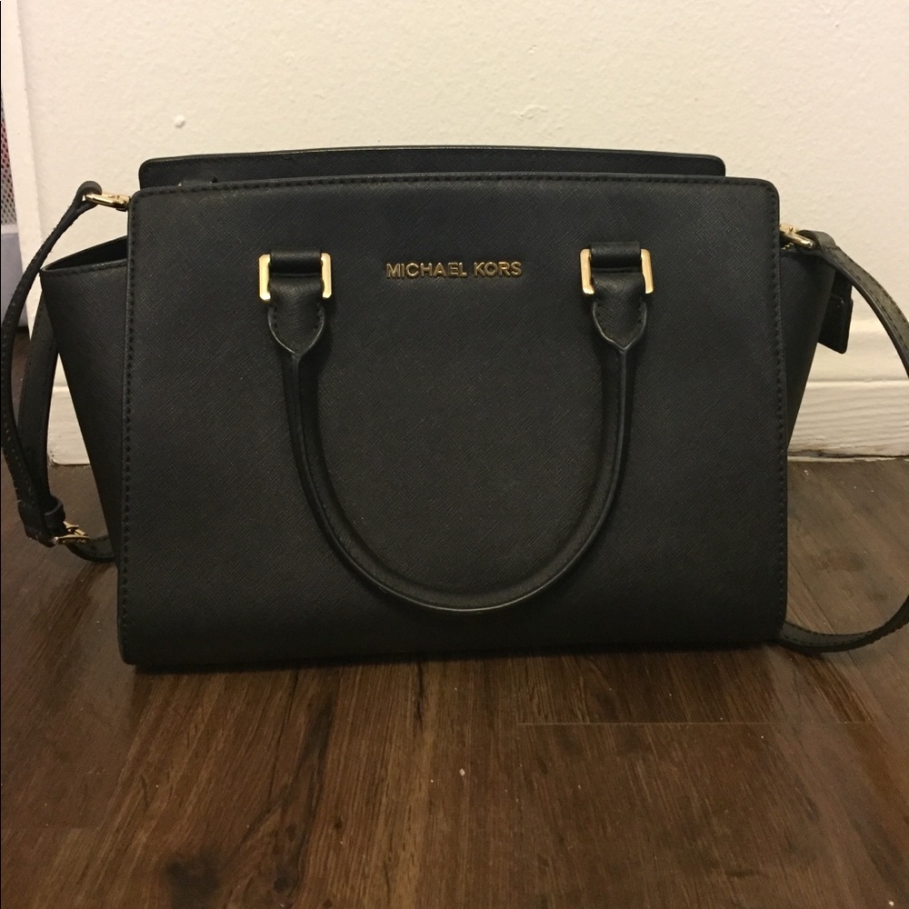 MK Selma saffiano leather medium satchel