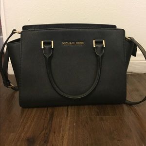 MK Selma saffiano leather medium satchel