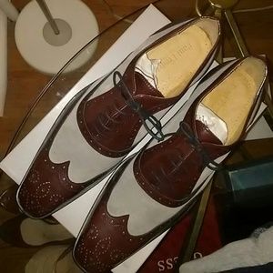Paul Fredrick Men's Brown & Grey Dress Shoes