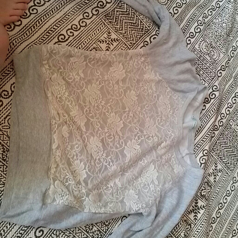 Grey sweater with lace