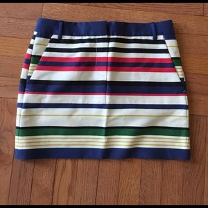 J. Crew Multicolor Stripped Short Pencil Skirt