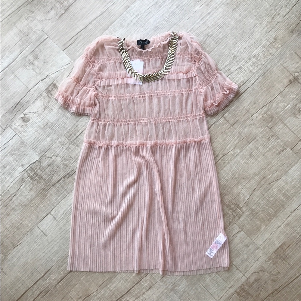 TOPSHOP Sheer Tulle Ruched Tee Tunic