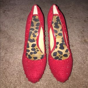 Gianna Bini Red Spiked Platform Pumps
