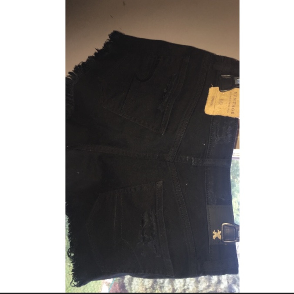 American eagle black distressed denim shorts