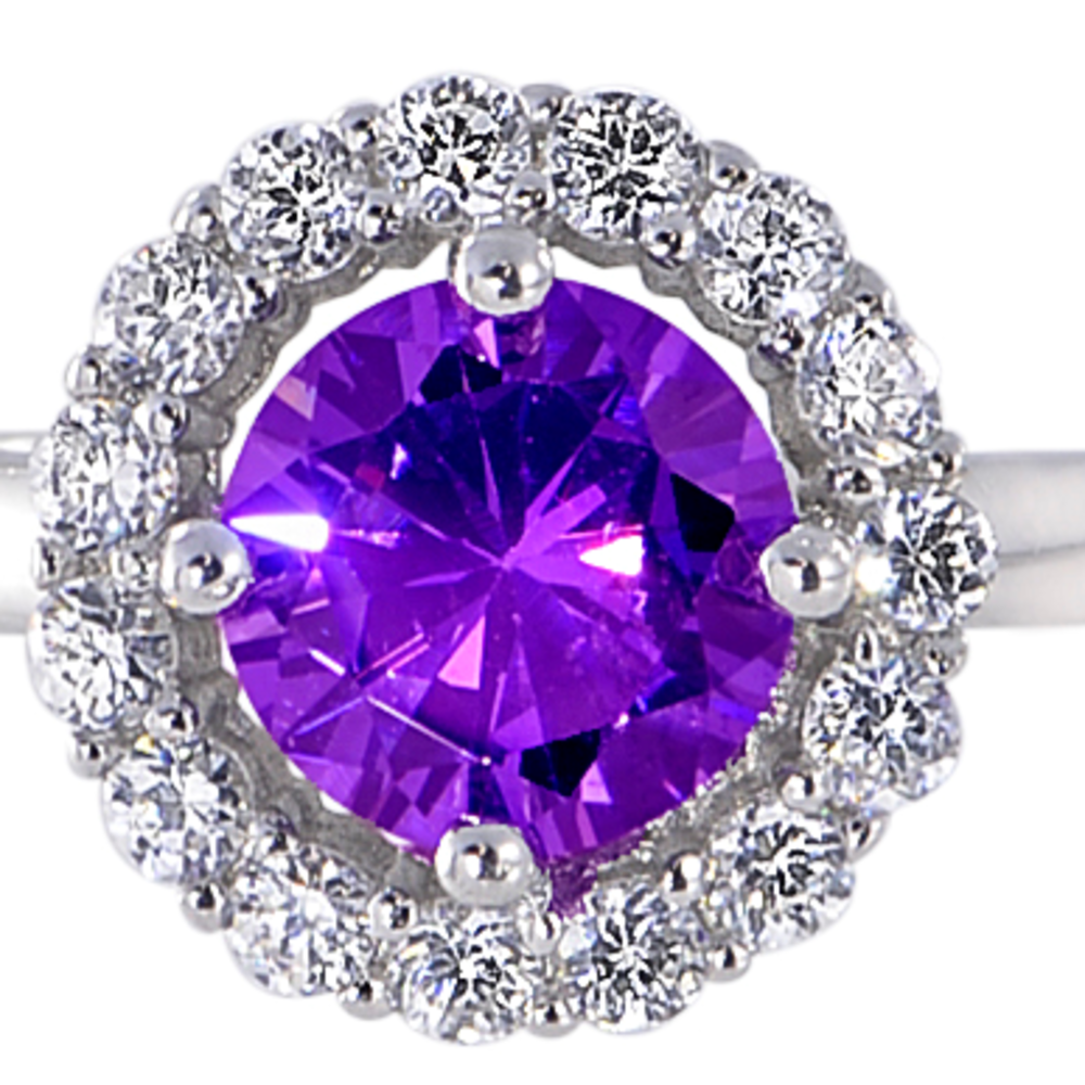 Amethyst CZ  Ring 925 Sterling silver