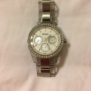 Silver & Clear Fossil Watch