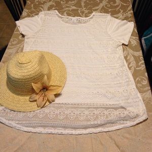 DOTS Lace Skull Cream Colored Shirt - 2X