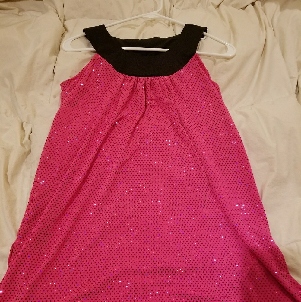 Girls dress, pink with sequence