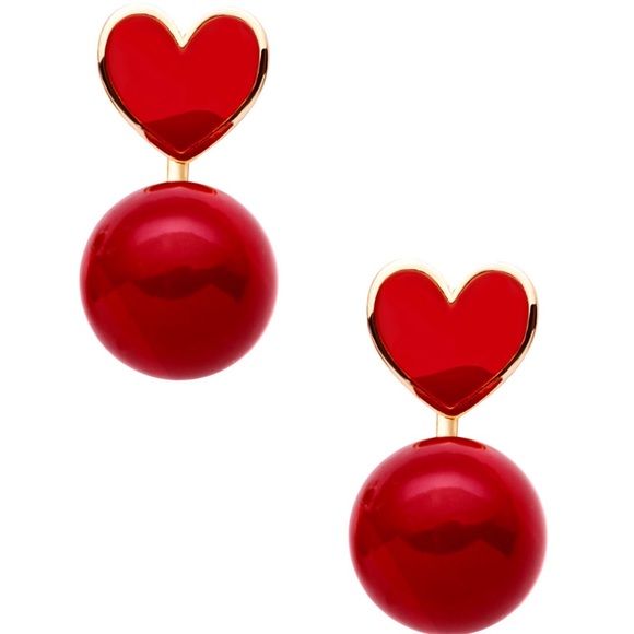 Jewelry - 🆕❤️Red Pearl (faux) Heart Stud Earrings❤️