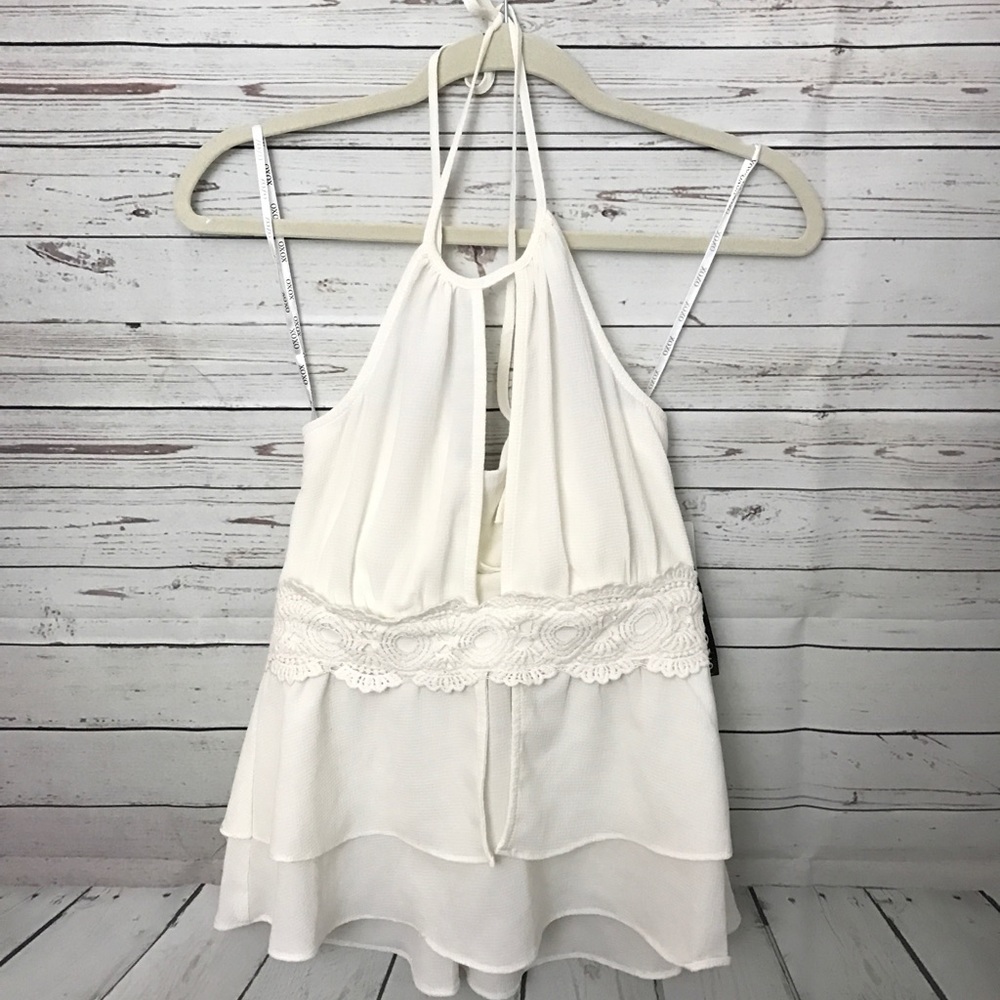 NWT white Ruffle Halter top