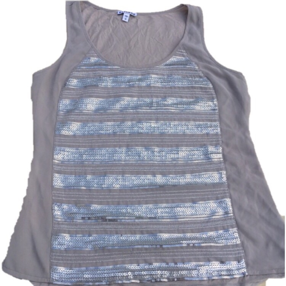 Gray tank top embellished with sequins