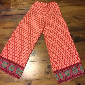 NWOT Silky Wide Leg Boho Brocade Indian Beach Pant