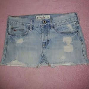 Light blue denim mini skirt