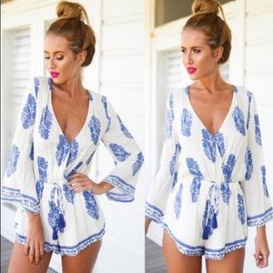 Boho floral Greek isle Romper