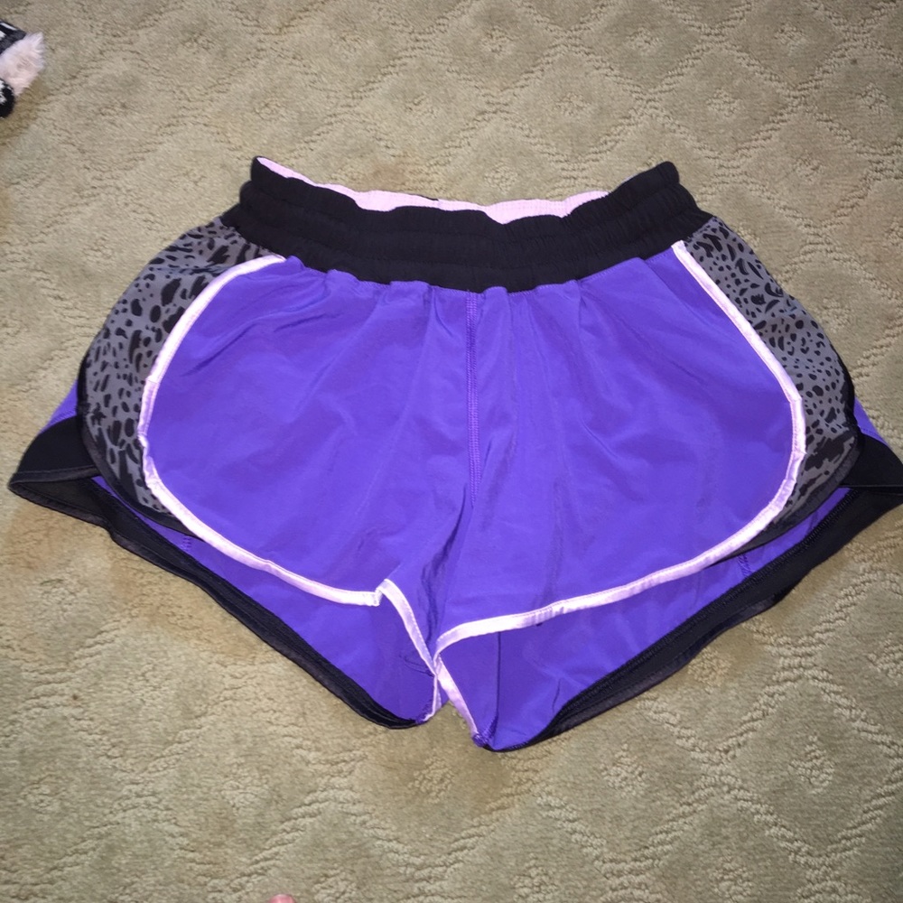 Rare purple w cheetah shorts lululemon