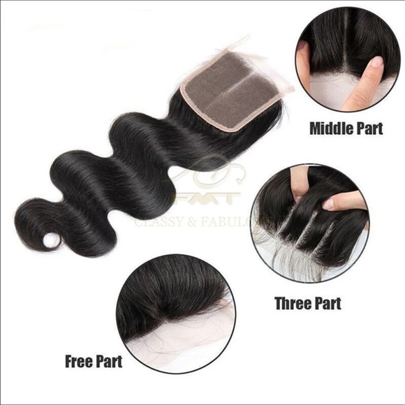 12 inch 3 part Brazilian hair extension closure